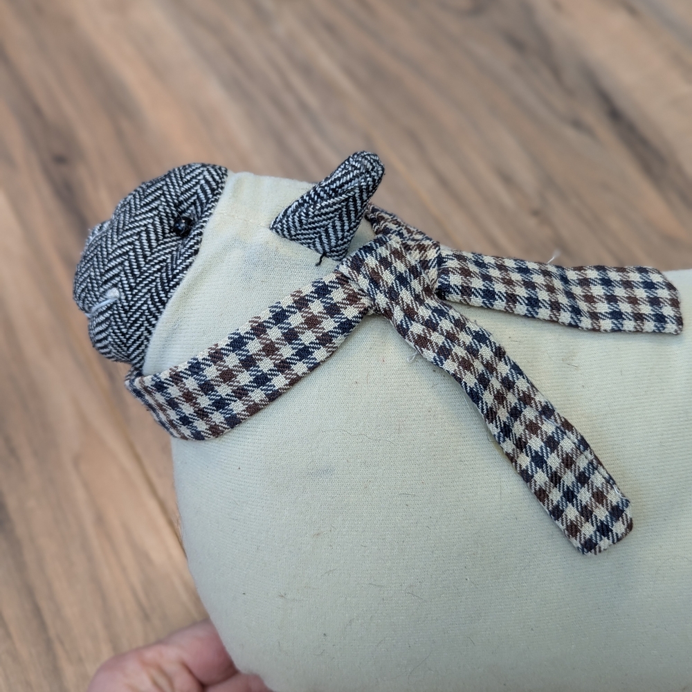 Nantucket Distributing Sheep Accent Pillow with Houndstooth Details